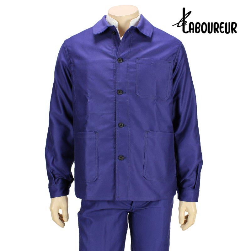 Ancienne veste bleu de travail paysan ancienne en moleskine Auvergne