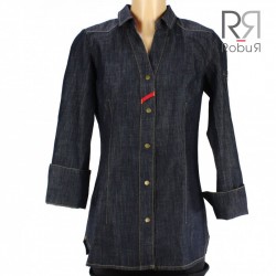 Veste de cuisine style chemise jeans