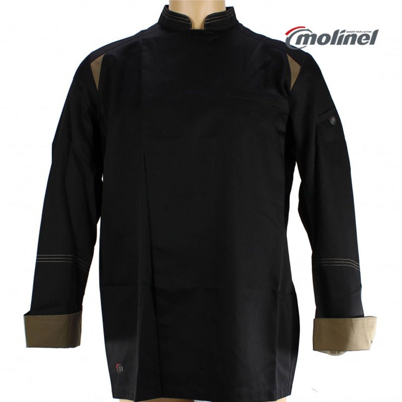 Veste de cuisine noire et taupe