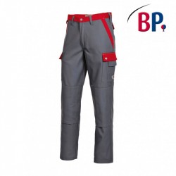 pantalon de travail gris fonce et rouge mulipoches