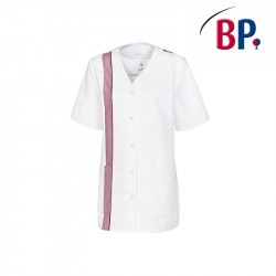 TUNIQUE MEDICALE FEMME BLANCHE PAREMENT BORDEAUX