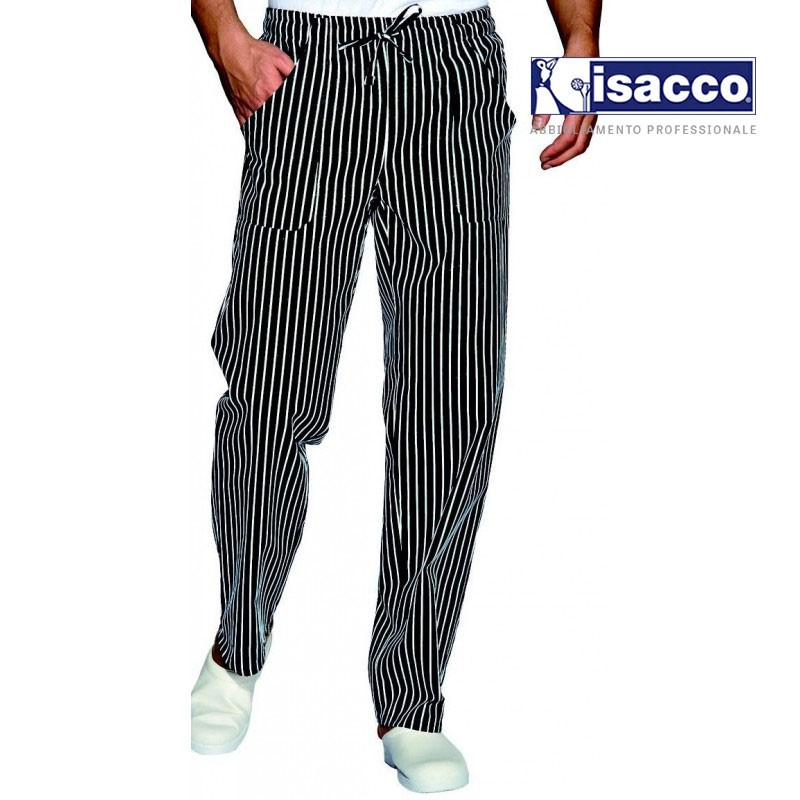 Pantalon de cuisine rayé noir et blanc