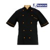 Veste de cuisine noire liseré orange