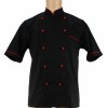 Veste de cuisine noire liseré rouge