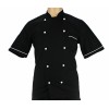 Veste de cuisine noire liseré blanc