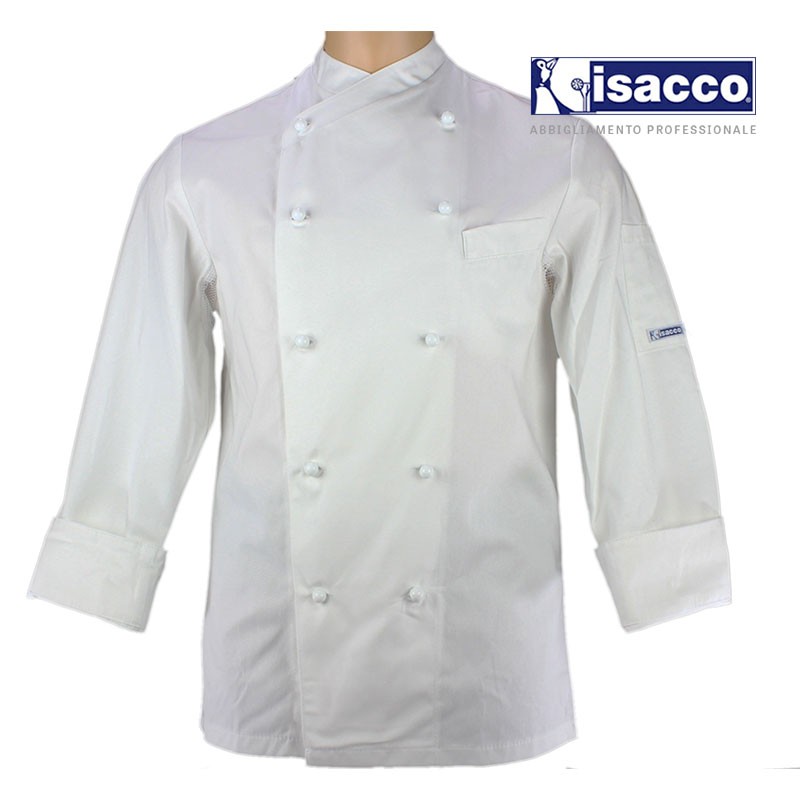 veste chef de cuisine rouge homme avec logo