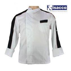 Veste de cuisine homme blanche parement noir 