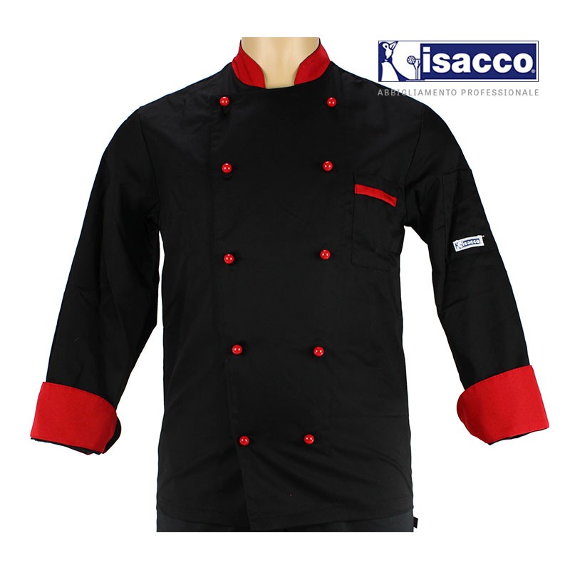 Vêtement de cuisine pour homme noir et rouge 
