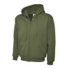 Sweat shirt vert olive zippé a capuche 