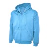 Sweat shirt bleu ciel a capuche zippé pas cher