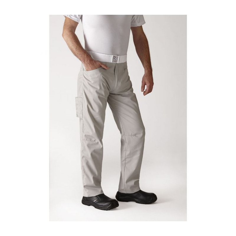 Pantalon de cuisine noir homme rayé blanc LISAVET