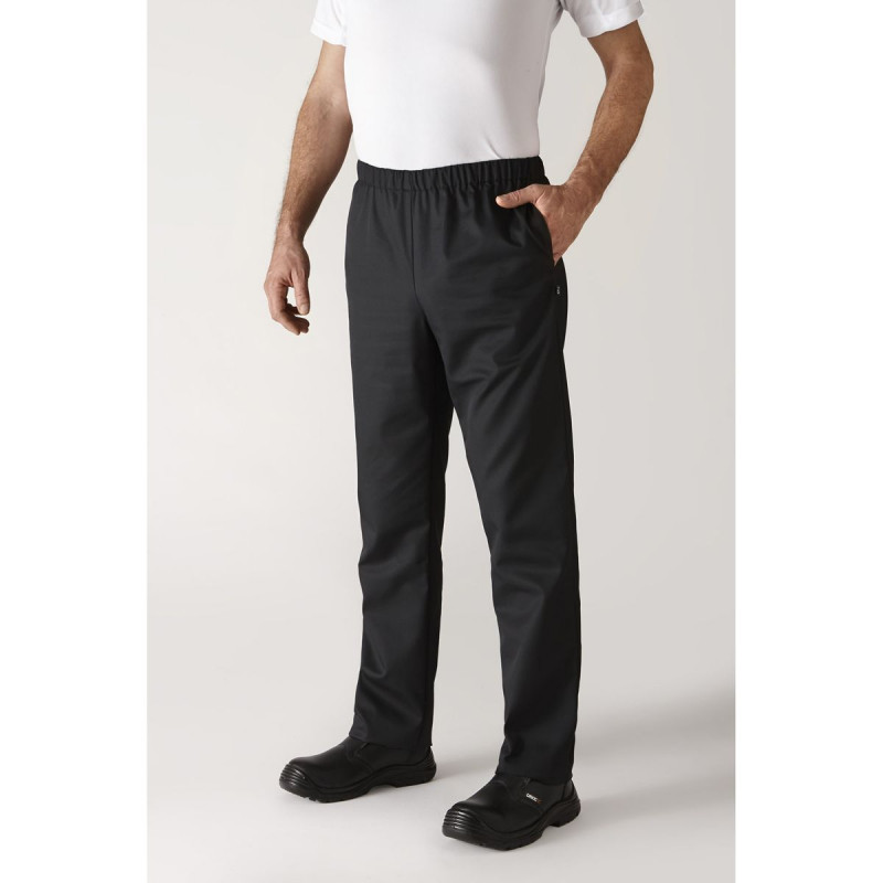 Pantalon de cuisine noir homme rayé blanc LISAVET