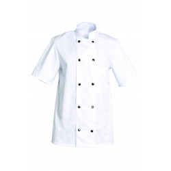 Veste de cuisine femme liseret rose - manches courtes