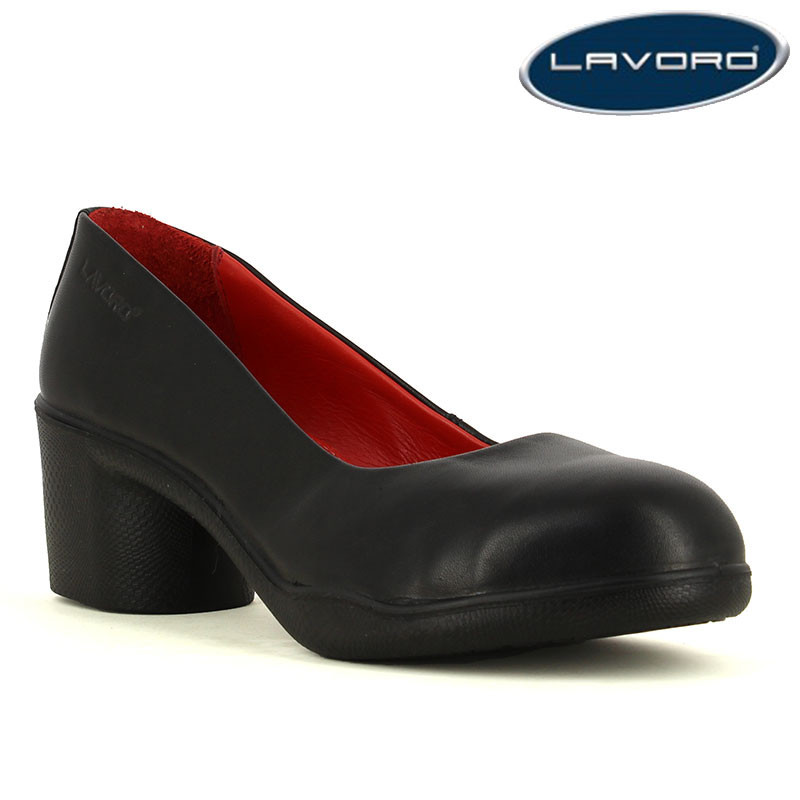 ESCARPIN DE SECURITE FEMME ELEGANT A TALON EN CUIR NOIR