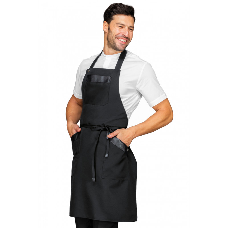 Tablier de cuisine en Ciré pour homme et femme marque Isacco .