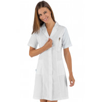 BLOUSE MEDICALE BANCHE BOUTON PRESSION 100% COTON ISACCO
