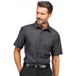 Chemise de service manches courtes en jeans black