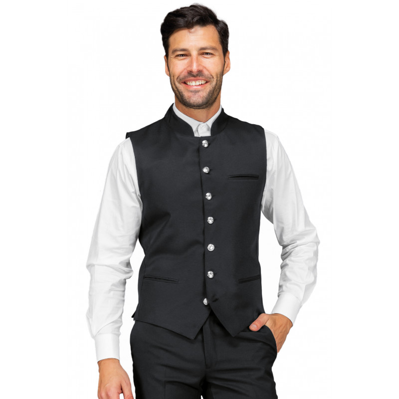 Gilet de service hotellerie unisexe noir col officier 31,50€HT LISAVET