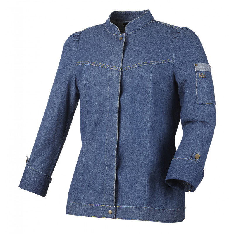 VESTE DE CUISINE FEMME EN JEANS DELAVE ROBUR