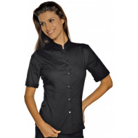 CHEMISE DE SERVICE FEMME MANCHES COURTES COL OFFICIER NOIR OU BLANC