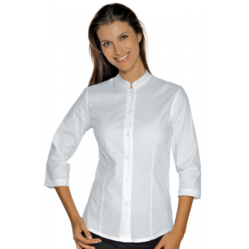 CHEMISIER DE SERVICE FEMME COL OFFICIER MANCHES 3/4