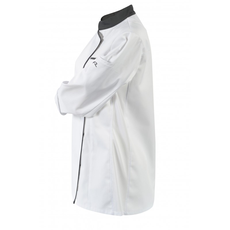 Veste de cuisine SOYA ML blanc/marine - ROBUR