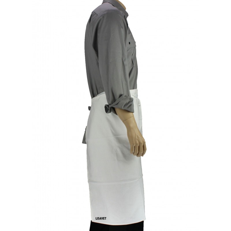 Tablier à bavette sans poche de cuisine professionnel blanc 100% coton  mixte cuisine restauration hôtel restaurant, VP476